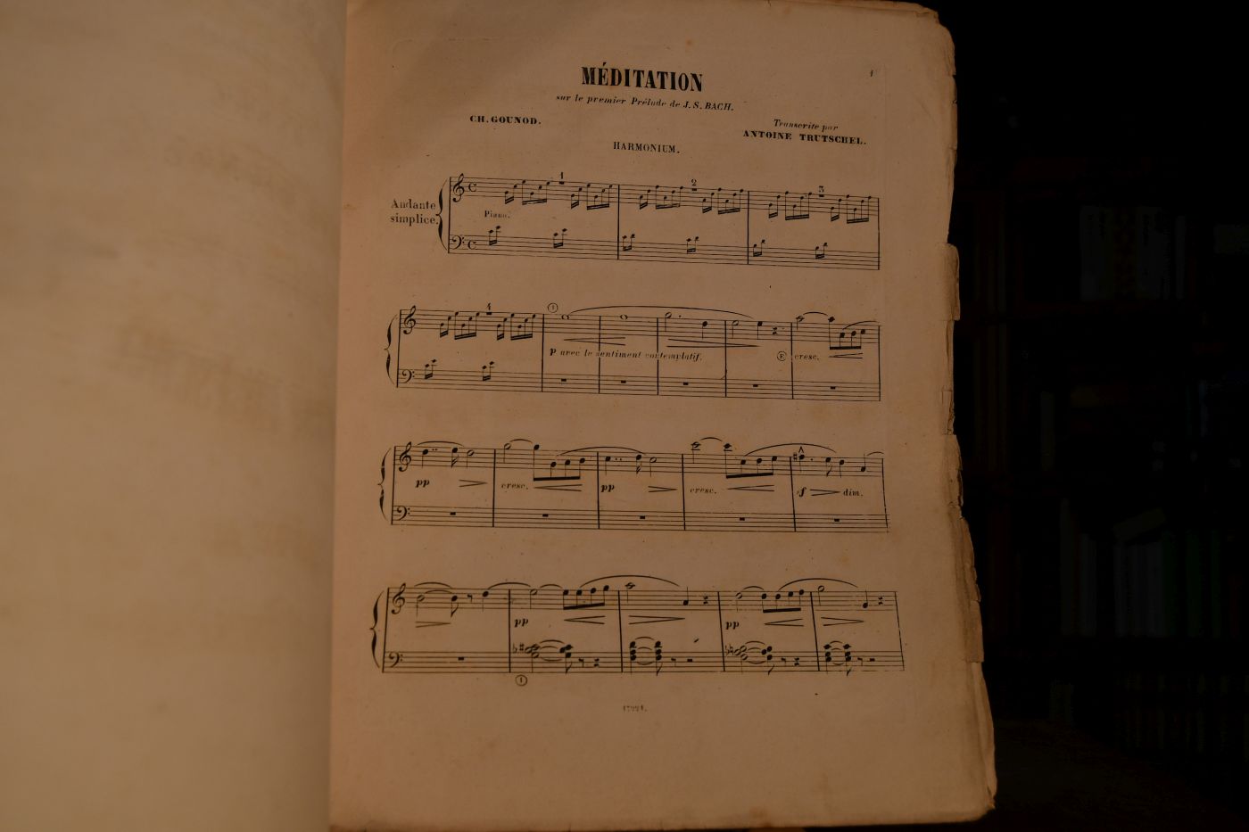 Meditation sur le premier Prelude de J.S.BAch compose par Ch. Gounod transcrite pour Harmonium et Piano par Antoine Trutschel.