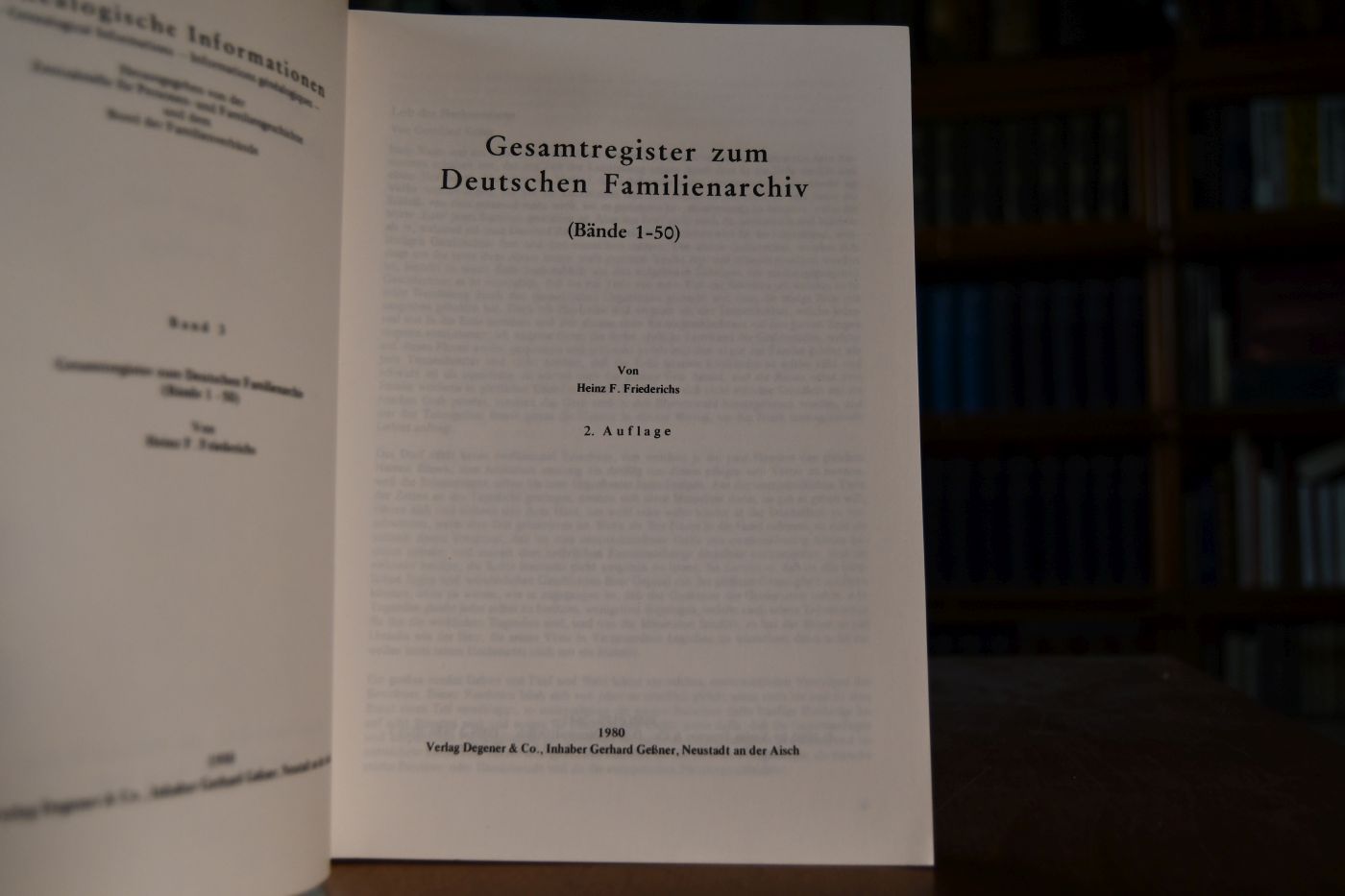 Gesamtregister zum Deutschen Familienarchiv (Bände 1-50).