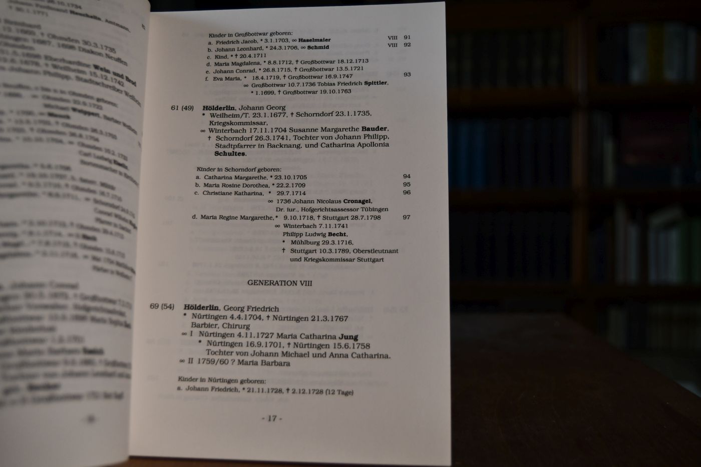 Stammliste der Hölderlin, Hölderle(n).