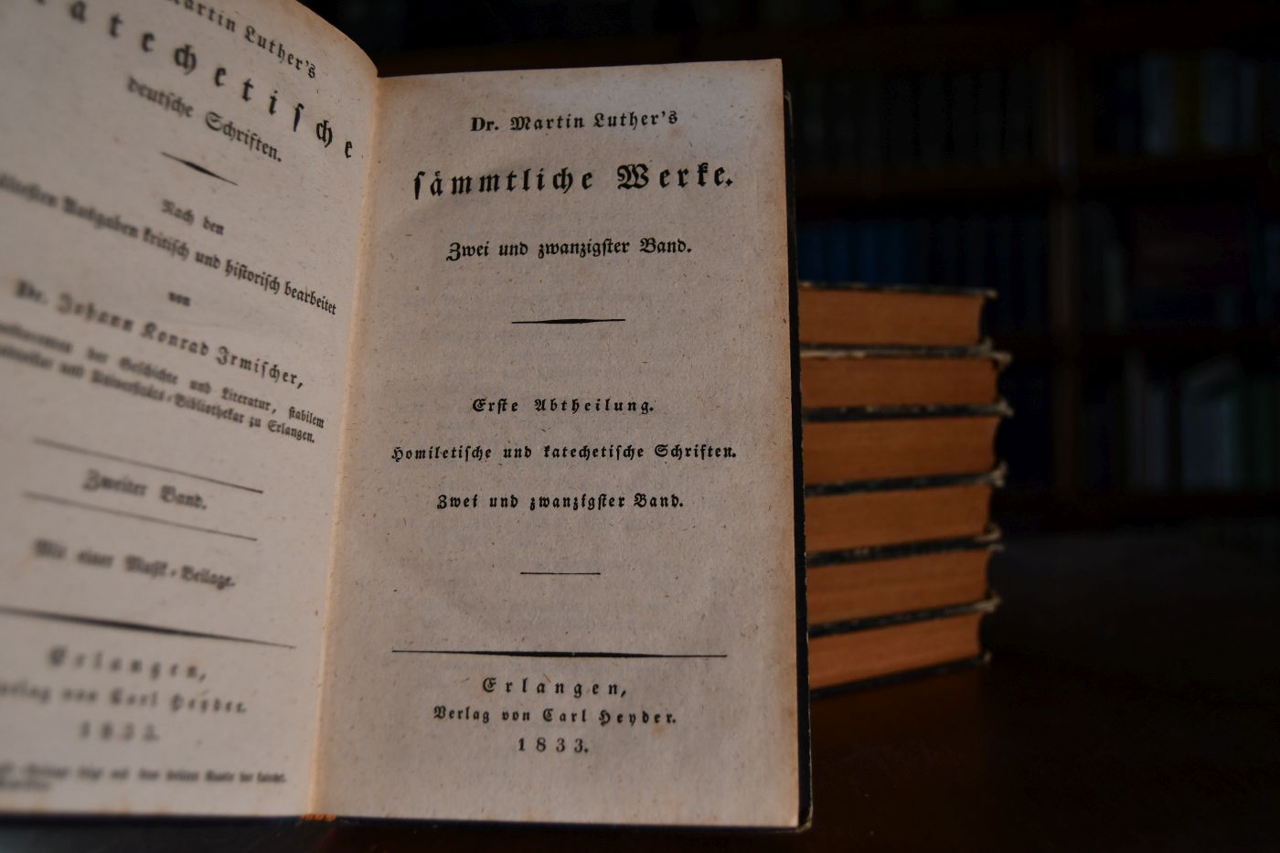 Dr. Martin Luther`s sämmtliche Werke. Erste Abtheilung homiletische und katechetische Schriften Bde. 13, 14, 18-23.