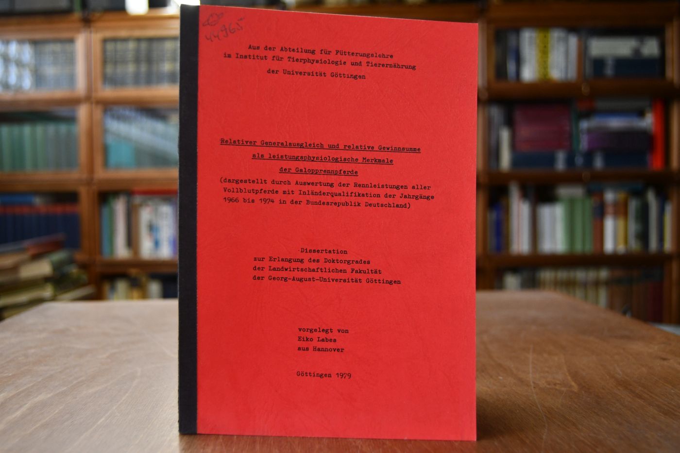 Relativer Generalausgleich und relative Gewinnsumme als leistungsphysiologische Merkmale der Galopprennpferde (dargestellt durch Auswertung der Rennleistungen aller Vollblutpferde mit Inländerqualifikation der Jahrgänge 1969 bis 1974 in der Bundesrepublik Deutschland).