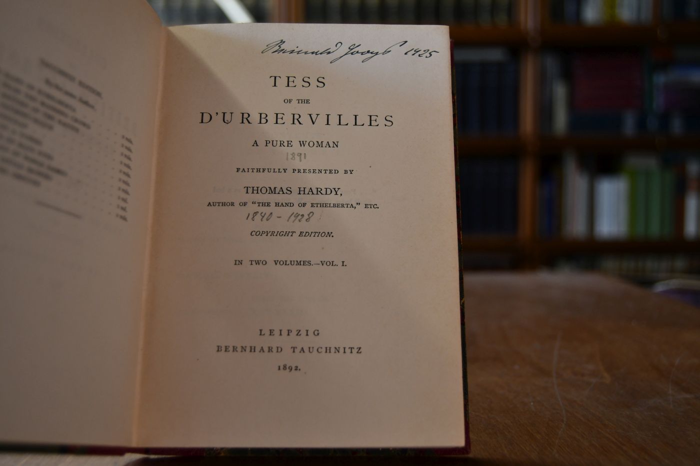 Tess of the D`Urbervilles. A Pure Woman. Vol. I (von II).