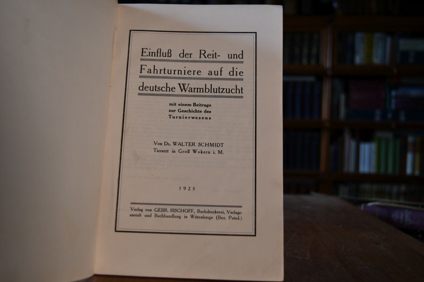 Einfluß der Reit- und Fahrturniere auf die deutsche Warmblutzucht mit einem Beitrage zur Geschichte des Turnierwesens.