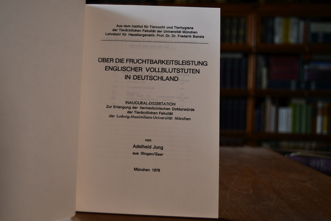 Über die Fruchtbarkeitsleistung englischer Vollblutstuten in Deutschland.