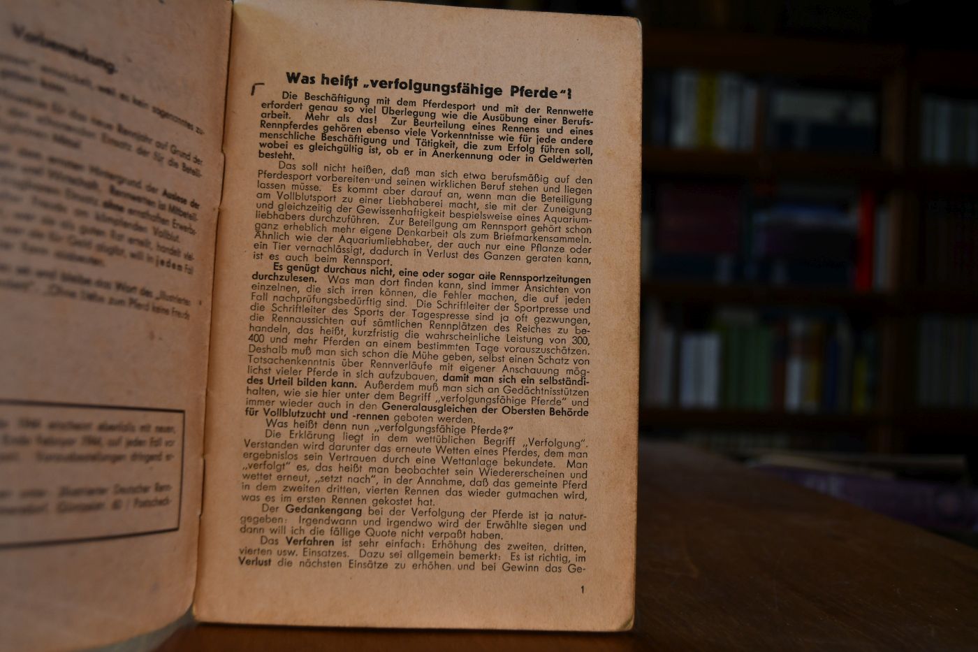 Verfolgungsfähige Pferde. Winke für Galopp- und Trabersport, Jahrgang 1943.