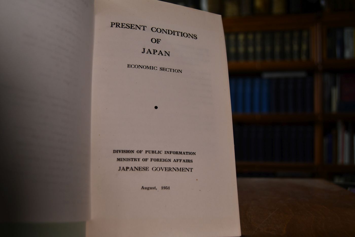 Present Conditions of Japan. Economic Section. August, 1951.